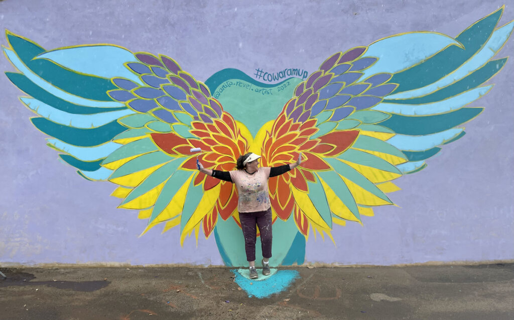 cowara dreaming "wings mural" in Cowaramup celebrating the namesake of Cowaramup