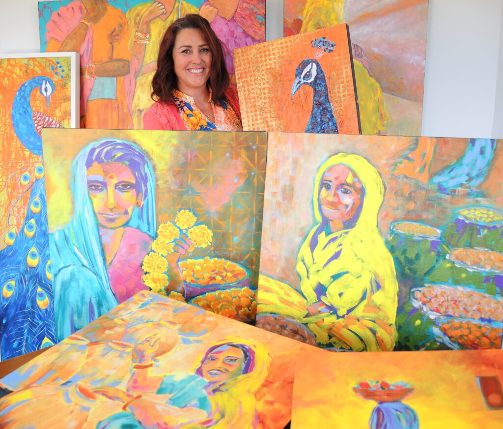 Anita Revel with her body of work for her 4th solo exhibition: Colour Me India