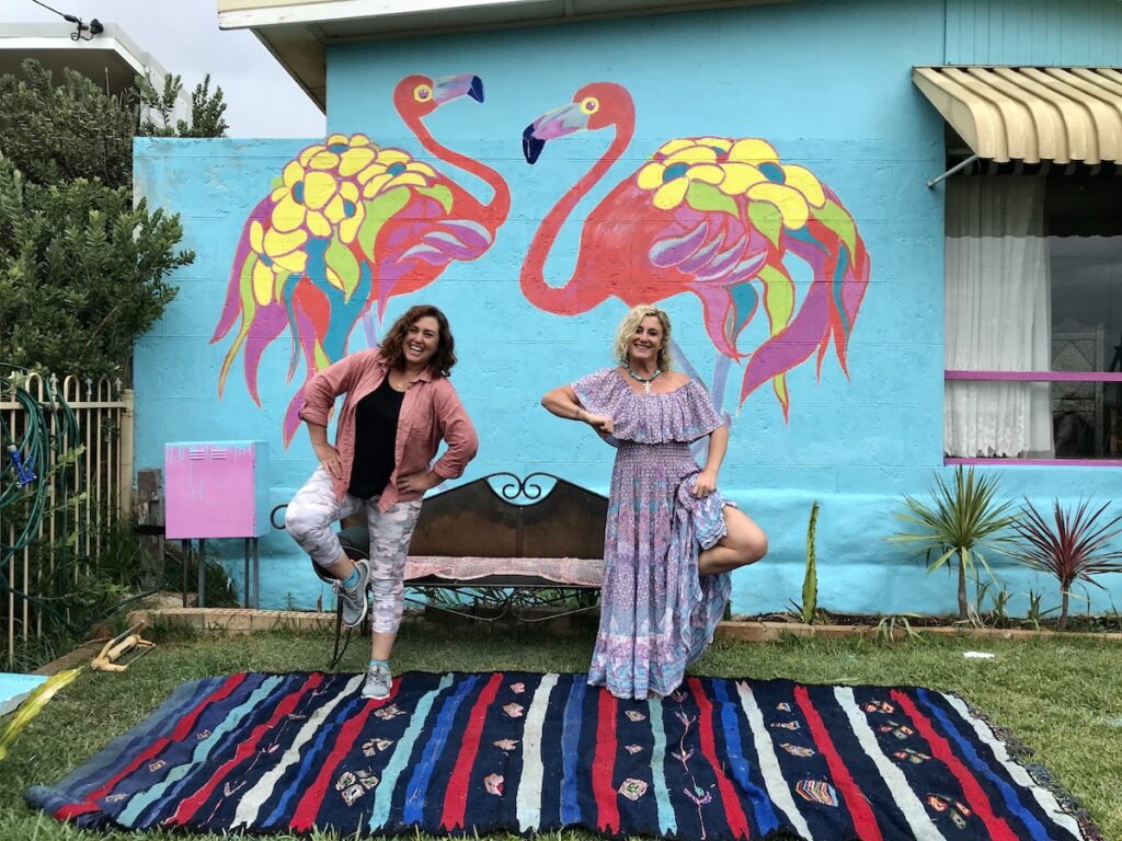 flamingo mural during corona