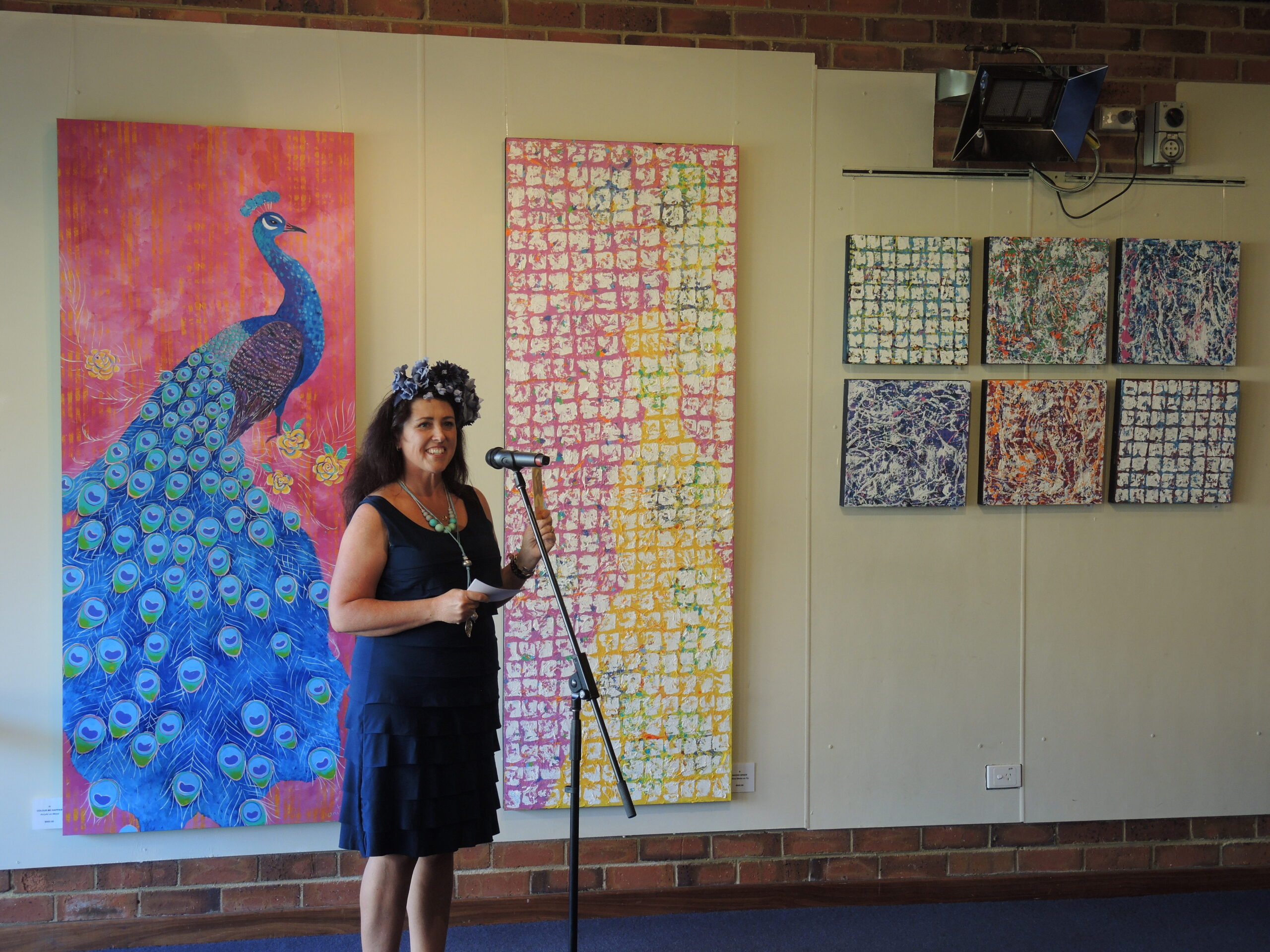 margaret river artist anita revel at the opening of her 2nd solo exhibition colour me happier